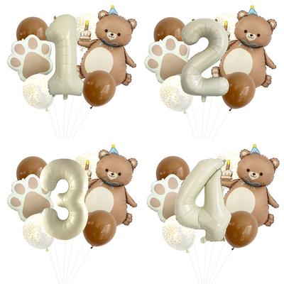 Matte Cake Bear Balloon Set New Year'S Party Photo Scene Milk White Digital Aluminum Film Balloon
