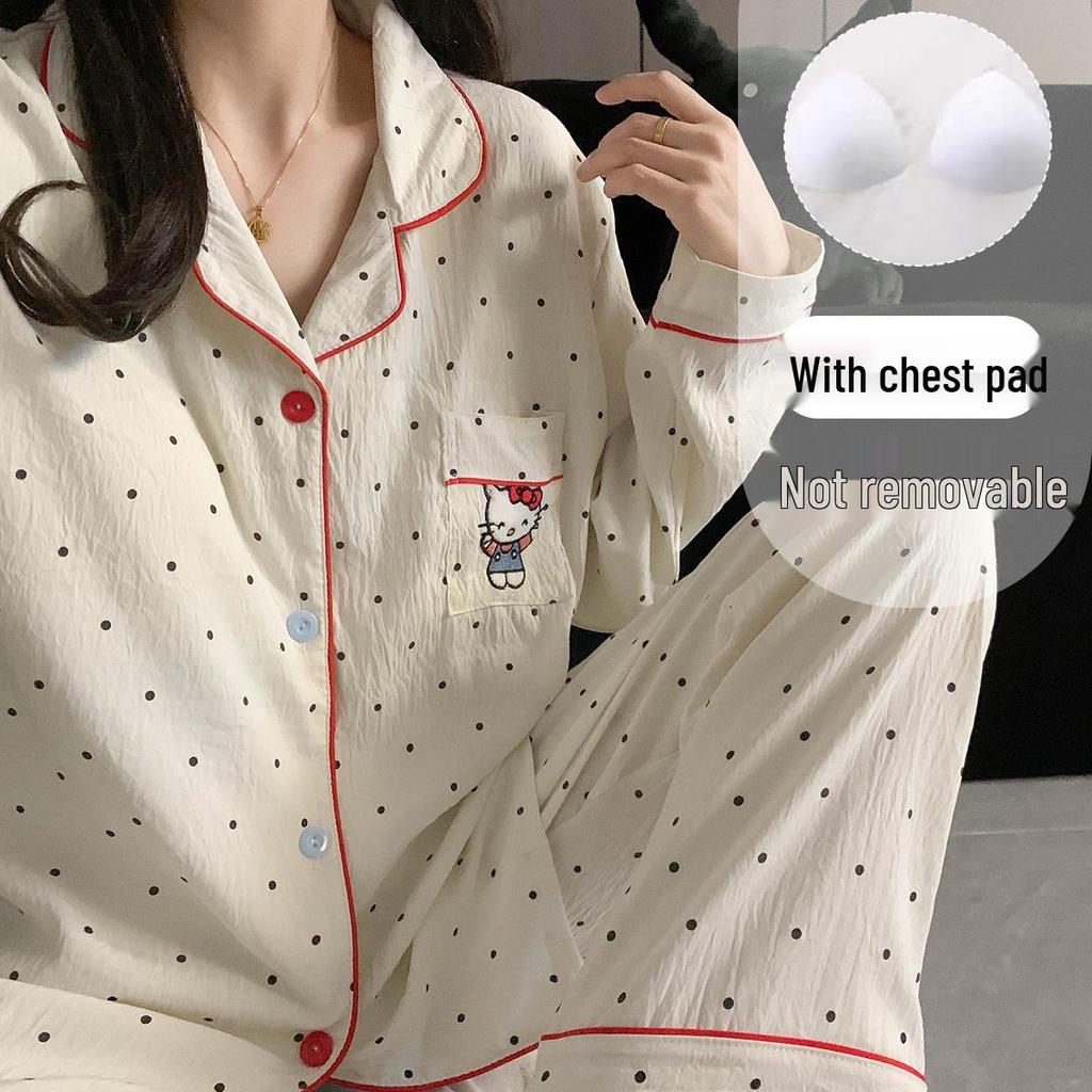 Cartoon Sausage Dog Plus Size Women's Long Sleeve Pajama Set for Spring/Autumn