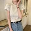 T-shirt da Donna Slim Fit Girocollo Manica Corta Pullover Top Tinta Unita Elasticizzato Morbido Maglietta Streetwear