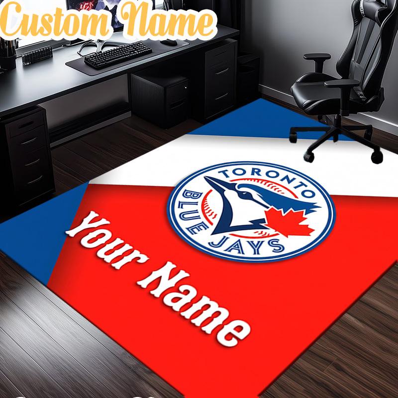 Custom Name Blue Jays Baseball Season Rug, Office Rug, Chair Rug, Carpet for Living Rooms, Doormat Game Rug Home Decor Christmas Gifts