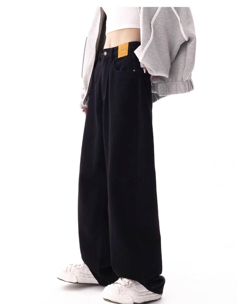 American Black Plus Size High Waist Wide Leg Jeans for Women