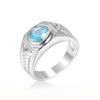 Ethnic Style Shiny Big Round Zircon Women Rings Sky Blue Stone Bridal Wedding Rings  Party Personality Gift Anillos Mujer