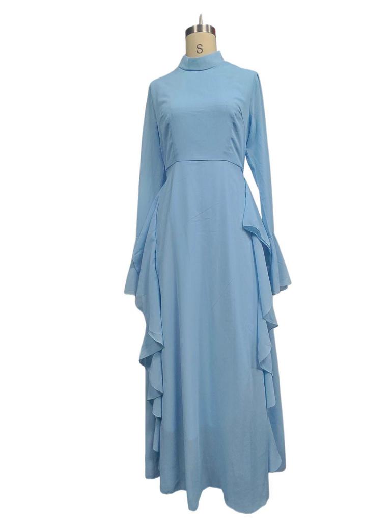 Elegant High-Waisted Bell Sleeve Maxi Dress 2025