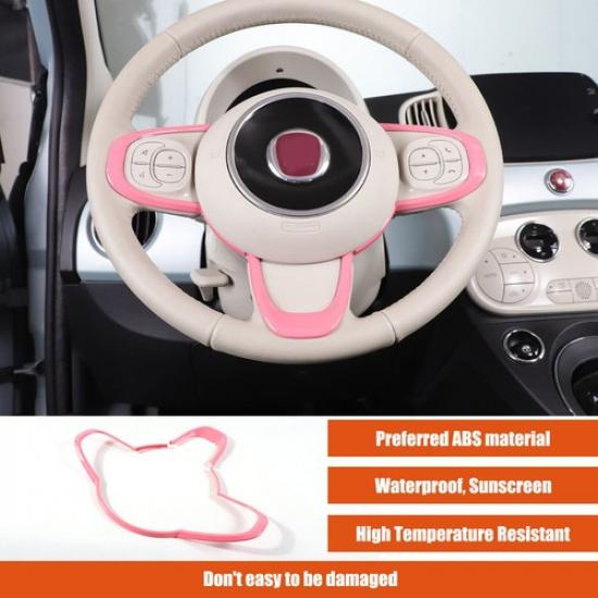 Pink Interior Steering Wheel Button Cover Trim For Fiat 500 2016-2024