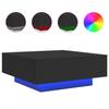 VidaXL Coffee Table with LED Lights, Side Table, End Table, Living Room Furniture, Modern, Black Wood 836589
