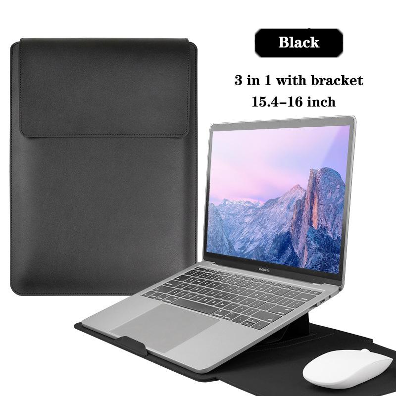 Multipurpose Laptop Sleeve 13/14/15/16 Inch With Bracket Waterproof Laptop Bag Laptop Case Macbook Sleeve Air Pro PU Leather