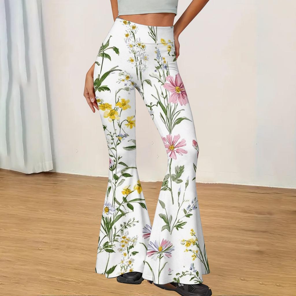 Women's High Waist Flare Yoga Pants - Slim Fit Casual Long Trousers for Daily Wear