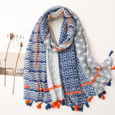 Lenço Four Seasons Novo Estilo Japonês Cor Fresca Pequena Bloqueado Algodão e Cânhamo Lenço Literário Floresta Feminino Viagem Protetor Solar Xale Lenço de Seda