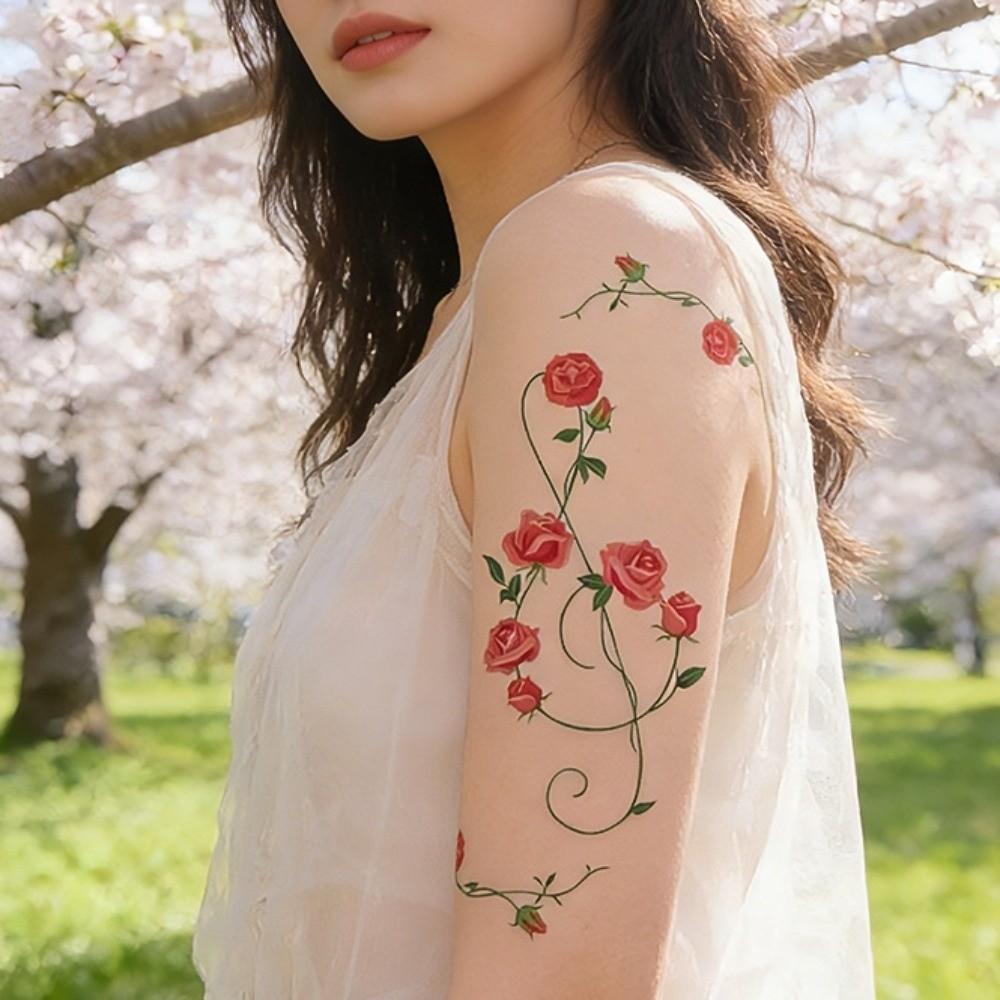 Realistic Rose Stickers Tattoo Stickers Disposable Elf Fairy Makeup Stickers  Body Art