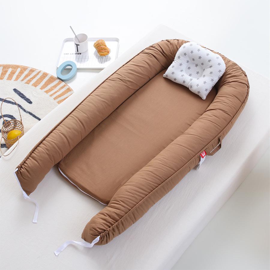 Portable Hemay Solid Color Folding Baby Nest Bed, Removable Bionic Travel Baby Bed