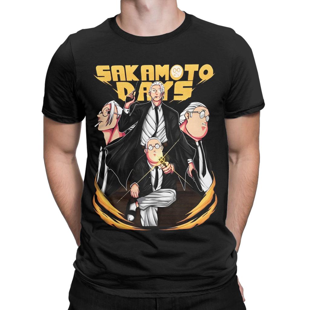 Sakamoto Days T-Shirt Men's Cotton Tops Shirts Printed Japanese Manga Round Neck Short Sleeve