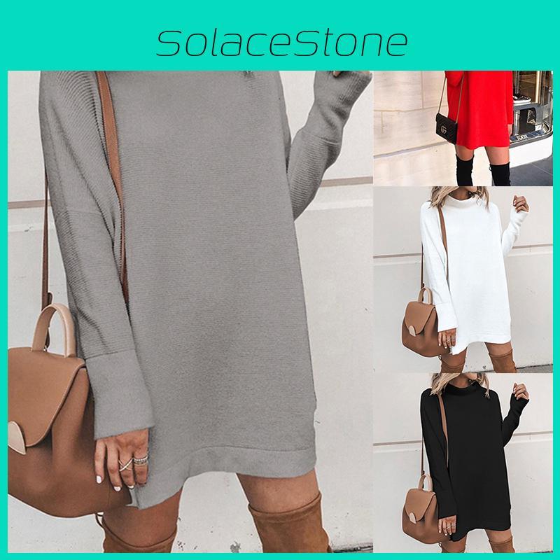 Ultra-soft Women Warm Knitted Long Sleeve Dress Perfect For Autumn And Winter