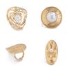 Exaggerated Alloy Ring—Customized French Sweet & Cool Lines Open Ring, Elegant & Versatile for Women, Daily & Party Fashion Accessory