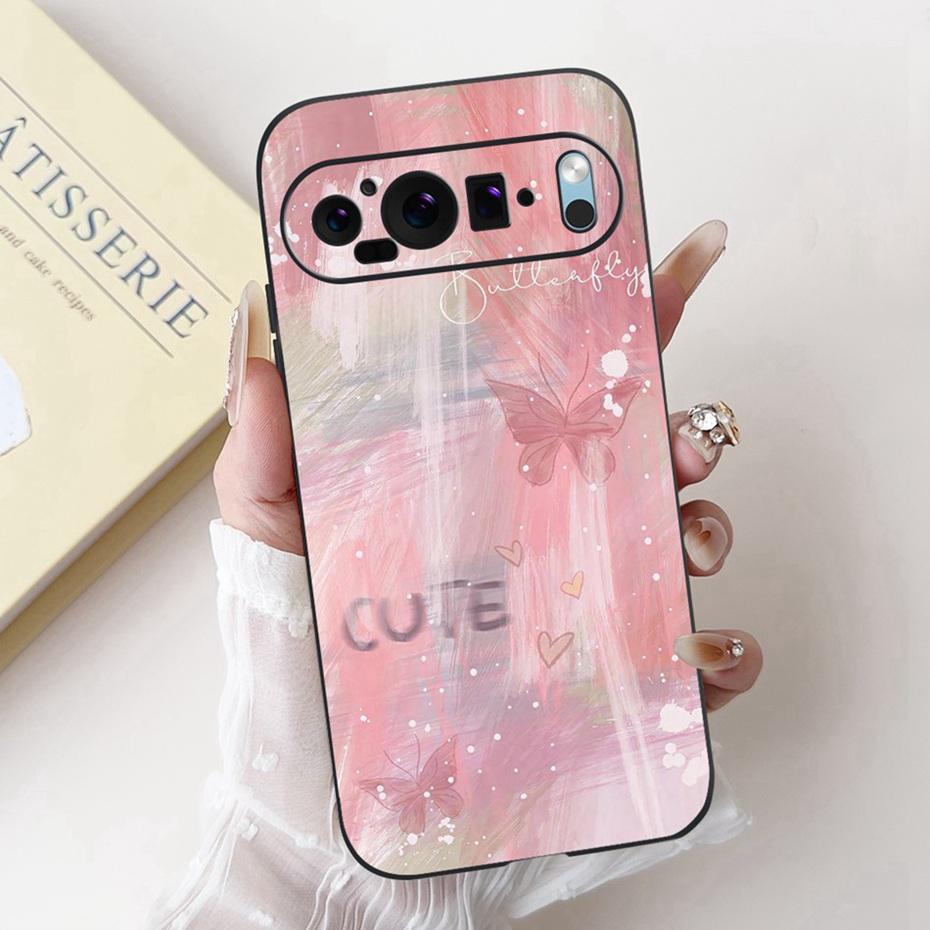 Fashion Painting Phone Case For Google Pixel 9 Pro 9A Black Silicone Soft Cover For Google Pixel9 9A 9Pro Cases Bumpers