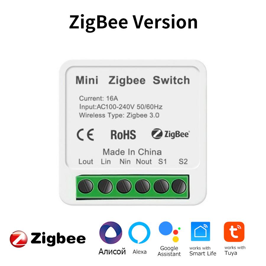 16A Tuya ZigBee / WiFi Intelligent Switch 2-Way Control Smart Interruptor Breaker Works Witch Alexa Google Home Smart Life App