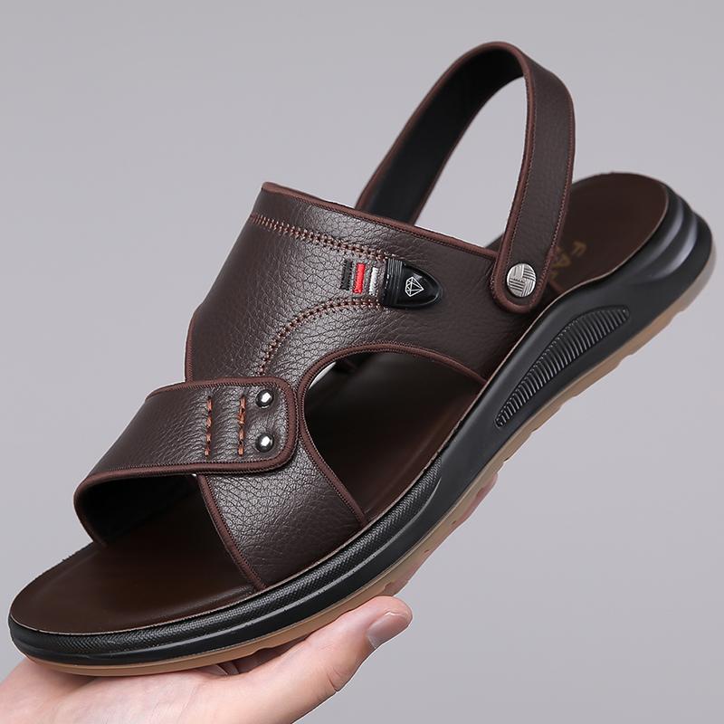 Fashion Summer New Men Sandals Black Brown Leisure Comfortable Dual-purpose High-end Beach Shoes Men Driving Travel Sandals Size 38-47