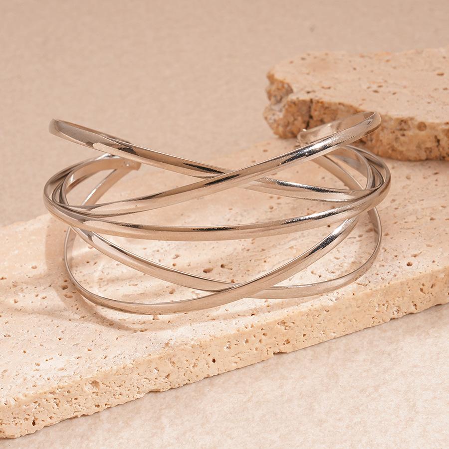 European and American Metal Sense Geometric Cross Multi-layer Opening Bracelet Simple Niche Personality Unique Jewelry