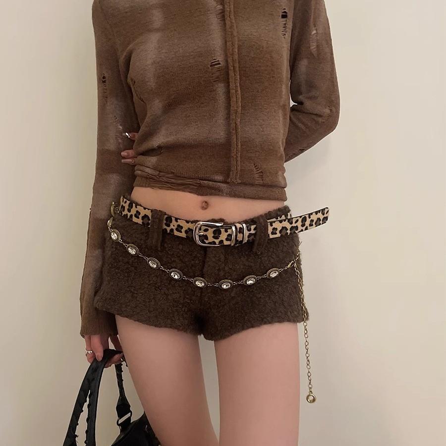 Animal Print Pu Leather Belt For Women With Metal Buckle Vintage Fashion Accessory