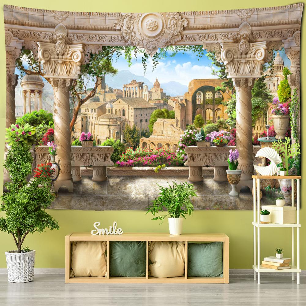 Tapiserie cu peisaj de grădină agățat pe perete natural boem hippie vrăjitorie TAPIZ Decor psihedelic