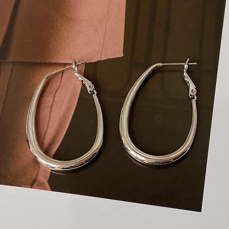 PONYKISS  Sterling Silver 18K Gold Exaggerated Oval Hoop Earring for Women Minimalist Fine  Trendy Accessories