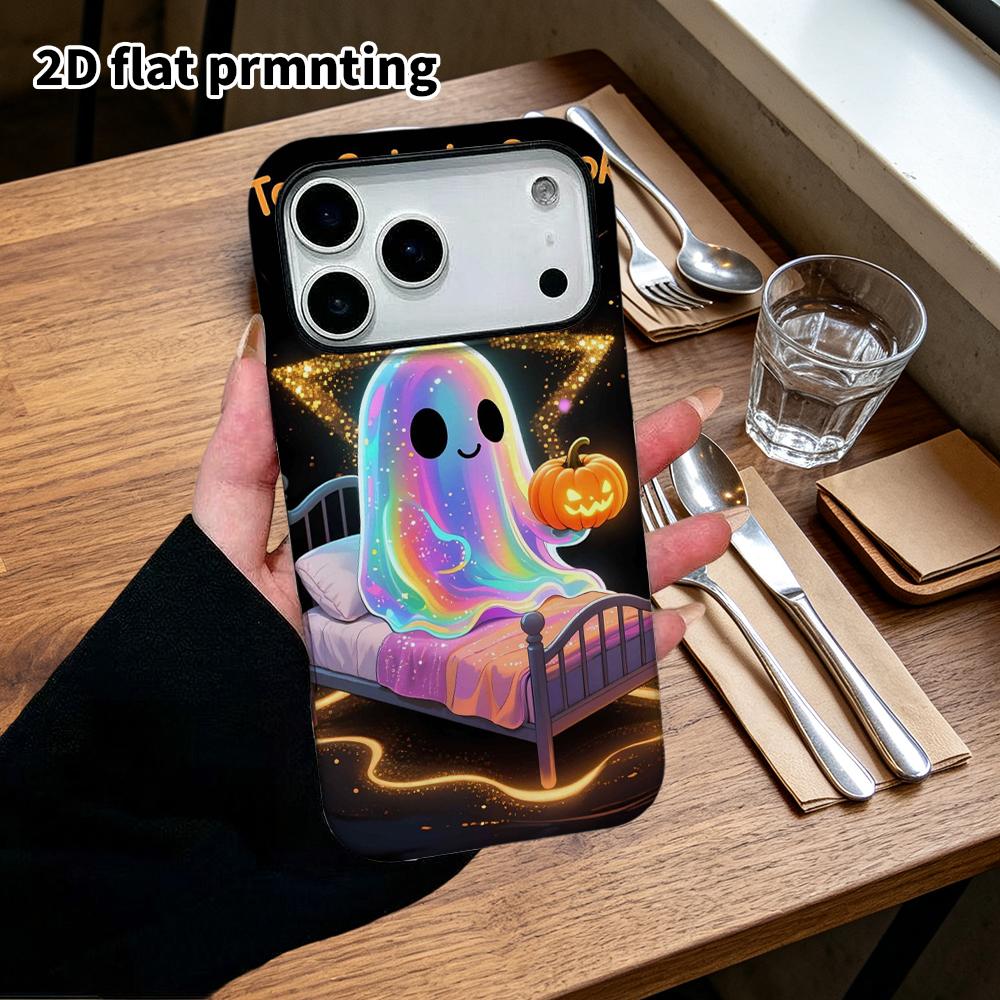 Phone Case: 2D Flat Design Suitable for iPhone 18 17 16 15 14 13 Pro Film Protective Case, Couple Style, Laser Ghost, Christmas and Halloween Holiday