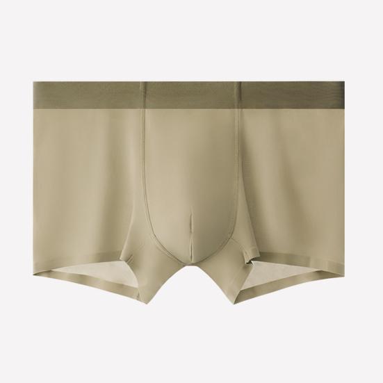 Men Boxer Underwear Mid-rise Elastic Waist U-Convex Shorts Briefs Seamless Ultra-thin Patchwork Color Panties