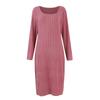 Large Size Long Sleeved Square Neck Slit Knitted Long Dress For Women