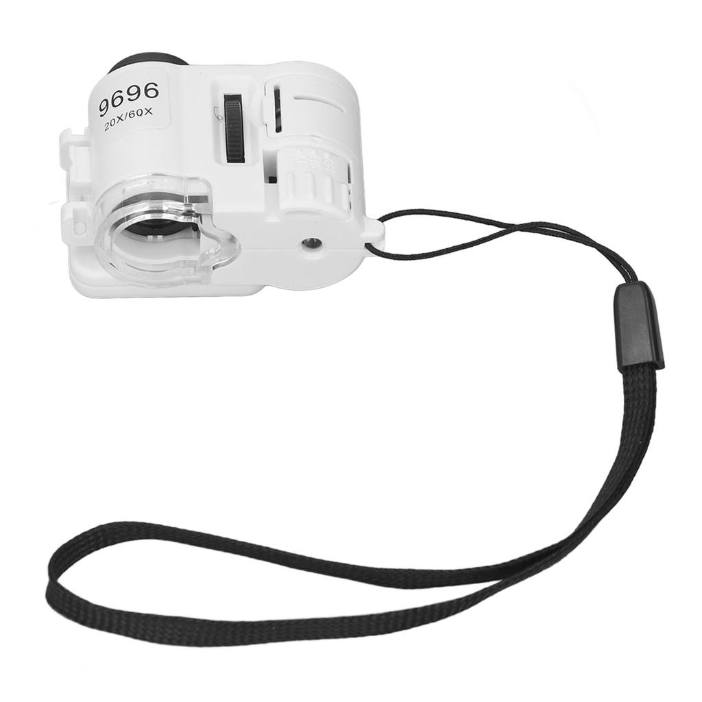 Portable Magnifying Glass LED Folding 20X 60X Clear View Versatile Mini Handheld Magnifier for Coins Stamps Map Inspection