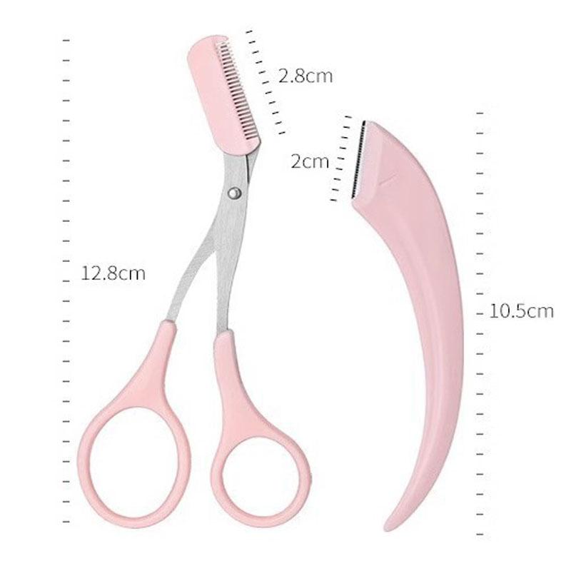 Pink Eyebrow Trimming Scissors with Built-in Comb - Stainless Steel, Precise Grooming Tool, Creating Perfect Eyebrows