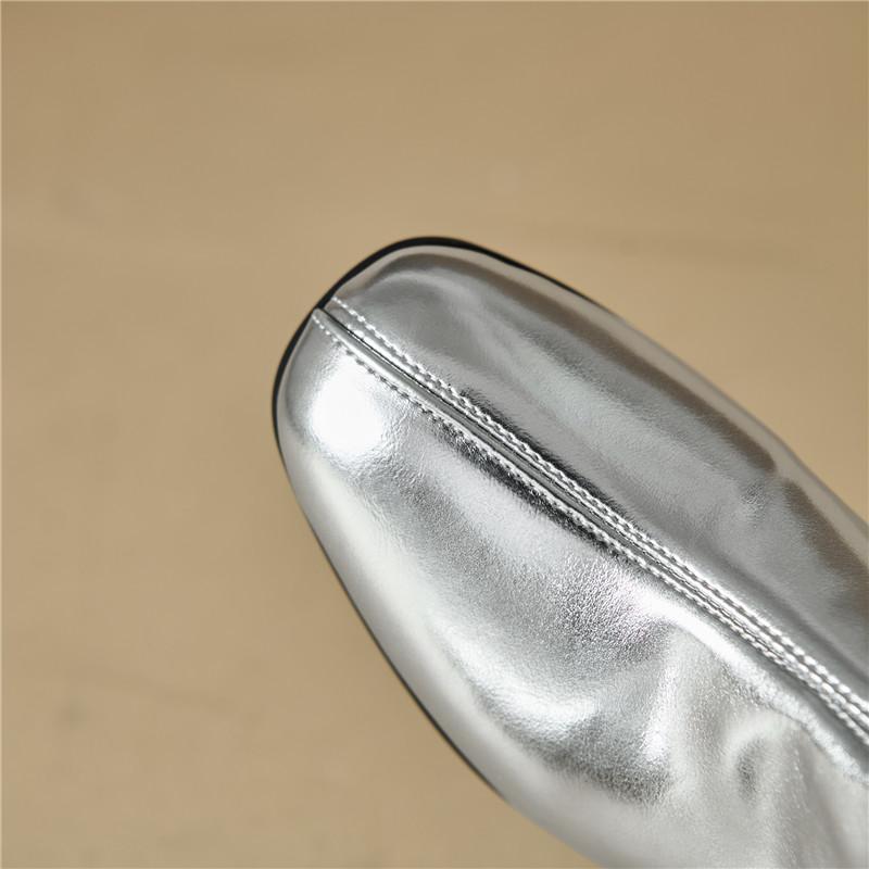 Dámské boty na nízkém podpatku podzimní a zimní nové na silném podpatku ve velkých velikostech zlaté kozačky pod koleno