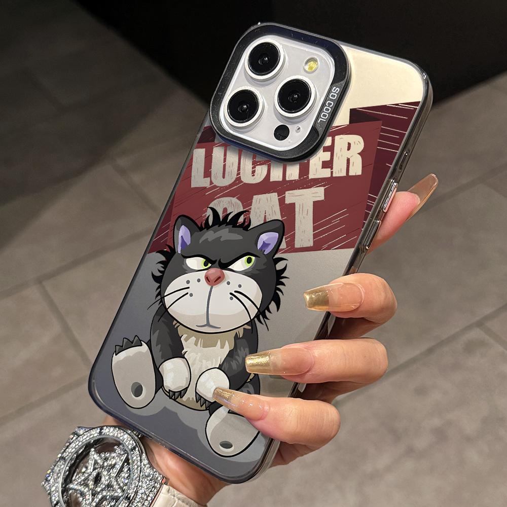 

Funny Lucifers Cat Phone Case for iPhone 17 Air 16 16e 15 14 Plus 13 12 11 Pro Max X Xs XR 8 Colorful Silver Hard Cover iPhone 12 Pro
