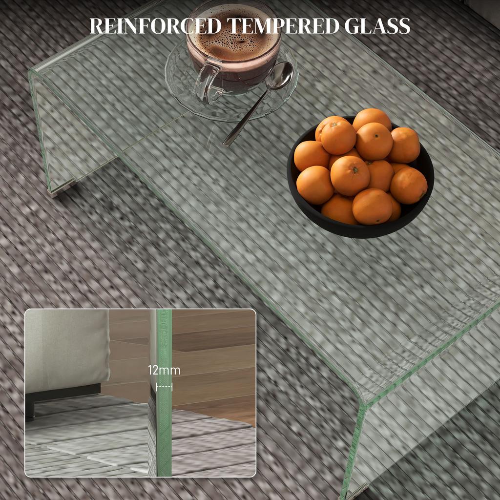 Tempered Glass Coffee Table. 80x45x35cm. Transparent