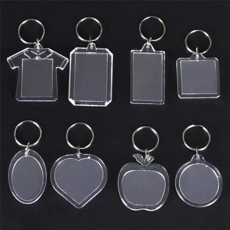 5/50pcs Transparent Photo Frame Keychain Tassels Snap-In Custom Insert Photo Acrylic Blank Keyring Clear Blank Picture Pendant