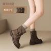 Pile Short Boots for Women 2026 New Autumn Thick Bottom Short Boots for Women Brown Boots Maillard Pants Boots