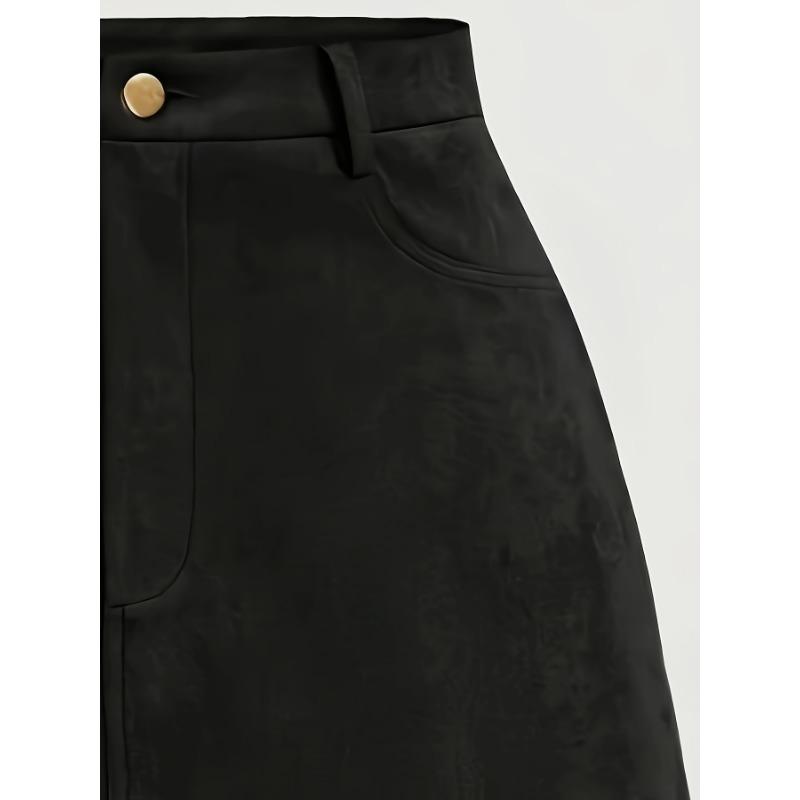 High-Waisted A-Line Tassel Hem Faux Suede Mini Skirt