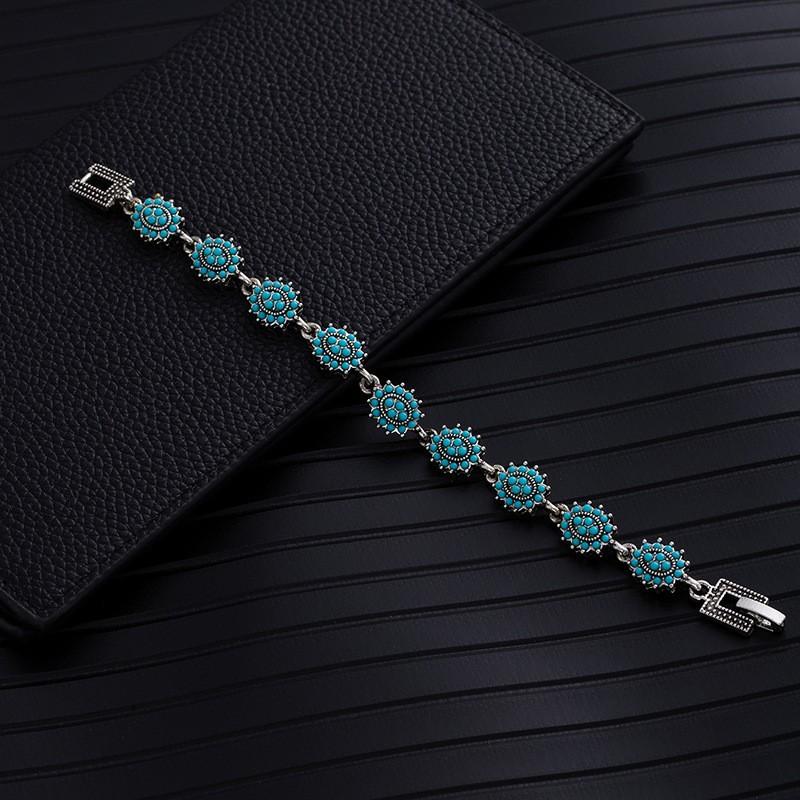 Vintage Western Geometric Bracelet Women'S Premium Ethnic Style Emerald Bracelet Elegant Flower Bracelet Jewelry