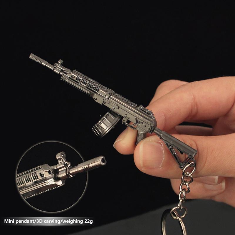 1Pcs Mini Rpk16 Machine Gun Model Alloy Small Gun Keychain Pendant Toy Gun Model Pendant Car Key Chain Car Key Ring Gift For Boy