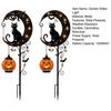 Beleuchtete Schwarze Katze Gartendekoration Halloween Solar-Erdspießlicht Metall & Kürbis Mond Wasserdichte Hängedekorationen für Rasen Terrasse Hof Weg