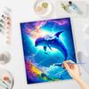 RUOPOTY Diy Painting By Numbers For Adults Starter Kits Dolphin Animals Acrylic Paint On Canvas With Frame For Home Decors