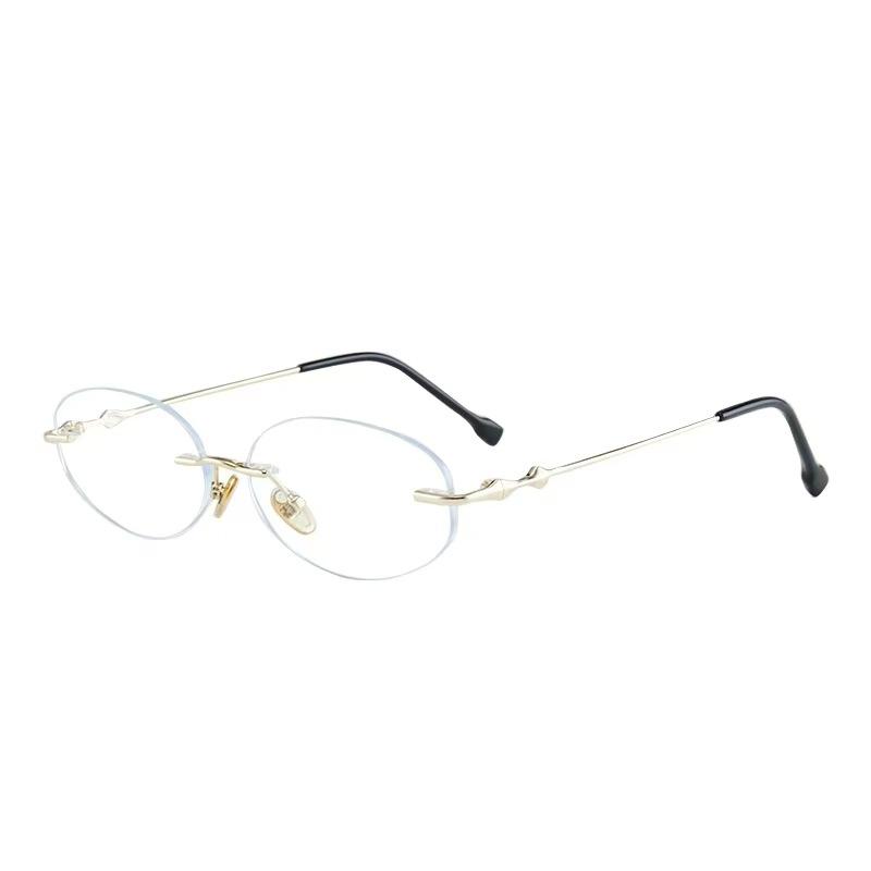 

Korean Style Sunglasses Men Oval-shaped Shape Rimless Anti-glare Sun Glasses Women Hiking Travel Use Sunglasses for Men