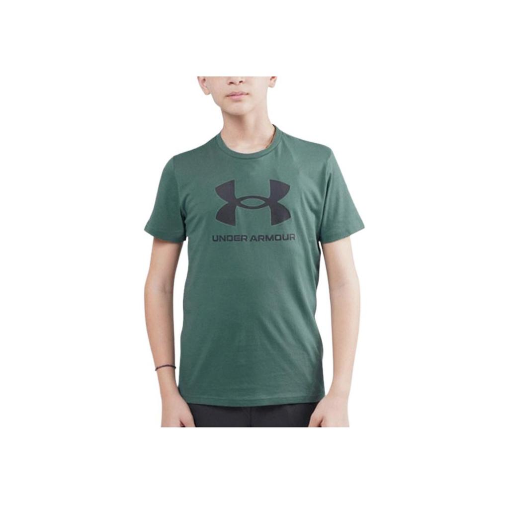 Under Armour Sportstyle Kids Logo Print Casual Short Sleeve T-Shirt Kids Tops Green 1363282-370