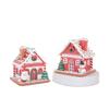 Red Gingerbread House Tabletop Ornaments, Santa & Snowman Christmas Decor (2Pcs Per Set)