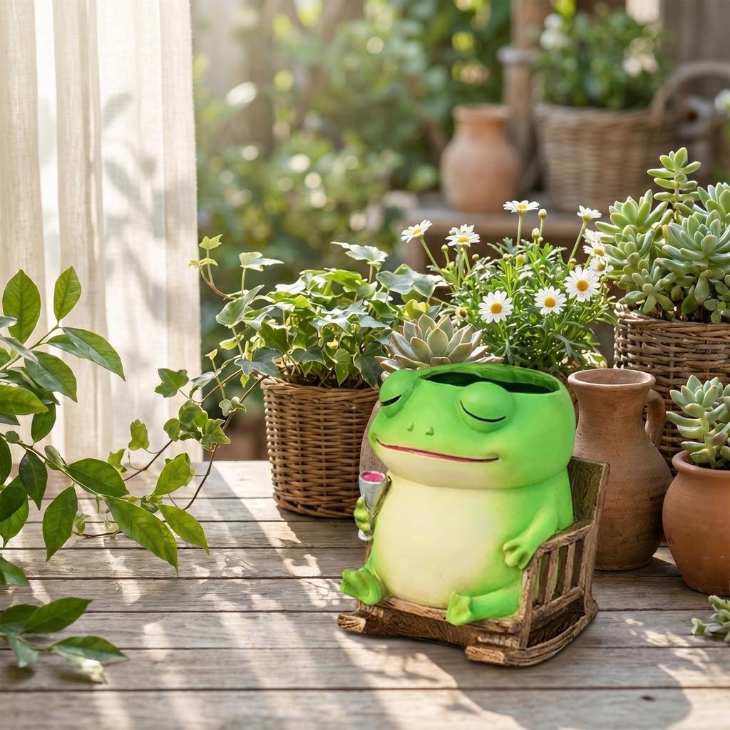 Resin Craft Animal Figurines, Cute Cartoon Desktop Flower Pot (plant Not Included)