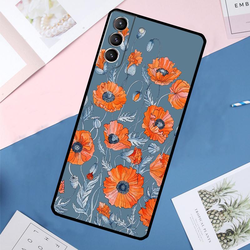 

Чехол-кейс с цветочным рисунком для Samsung Galaxy S25 Ultra S21 S22 S24 S23 Ultra S9 S10 Plus S21 FE S25 FE Задняя крышка Galaxy S23