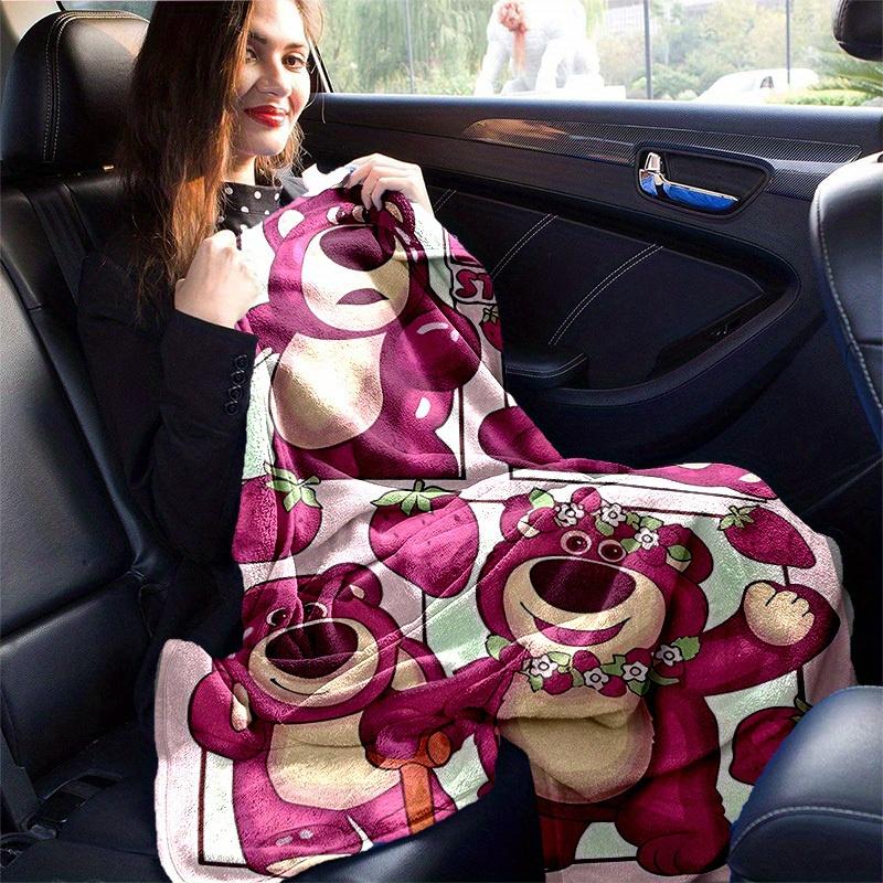 1 pezzo, Orso Fragola Lotso Coperta per Arredamento Casa: Una Coperta Morbida e Accogliente per la Tua Camera da Letto, il Soggiorno o le Avventure di Viaggio, Coperta Plaid in Flanella, da Esterno