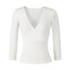Stretchy Slim-Fit V-Neck Multi-Color Knit T-Shirt for Women (3/4 Sleeve)