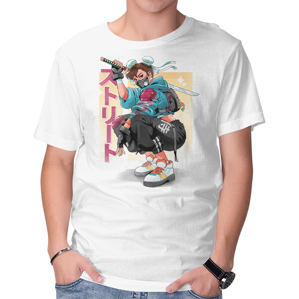 Unisex Crew Neck T-Shirt Street Samurai Graphic Short Sleeve Casual Tee XXXXL