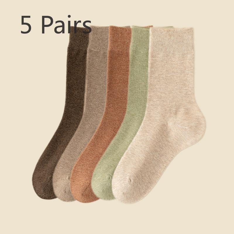 

5 пар женских осенне-зимних носков-труб без косточек, подходящих по цвету, с дезодорирующим эффектом 5 Pairs