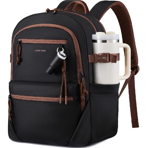 LOVEVOOK Laptop Backpack with Cute Pendant,17.3 Inch Travel Work Backpack Computer Laptop Bag with Large Cup Holder,Waterproof Nurse Teacher College
