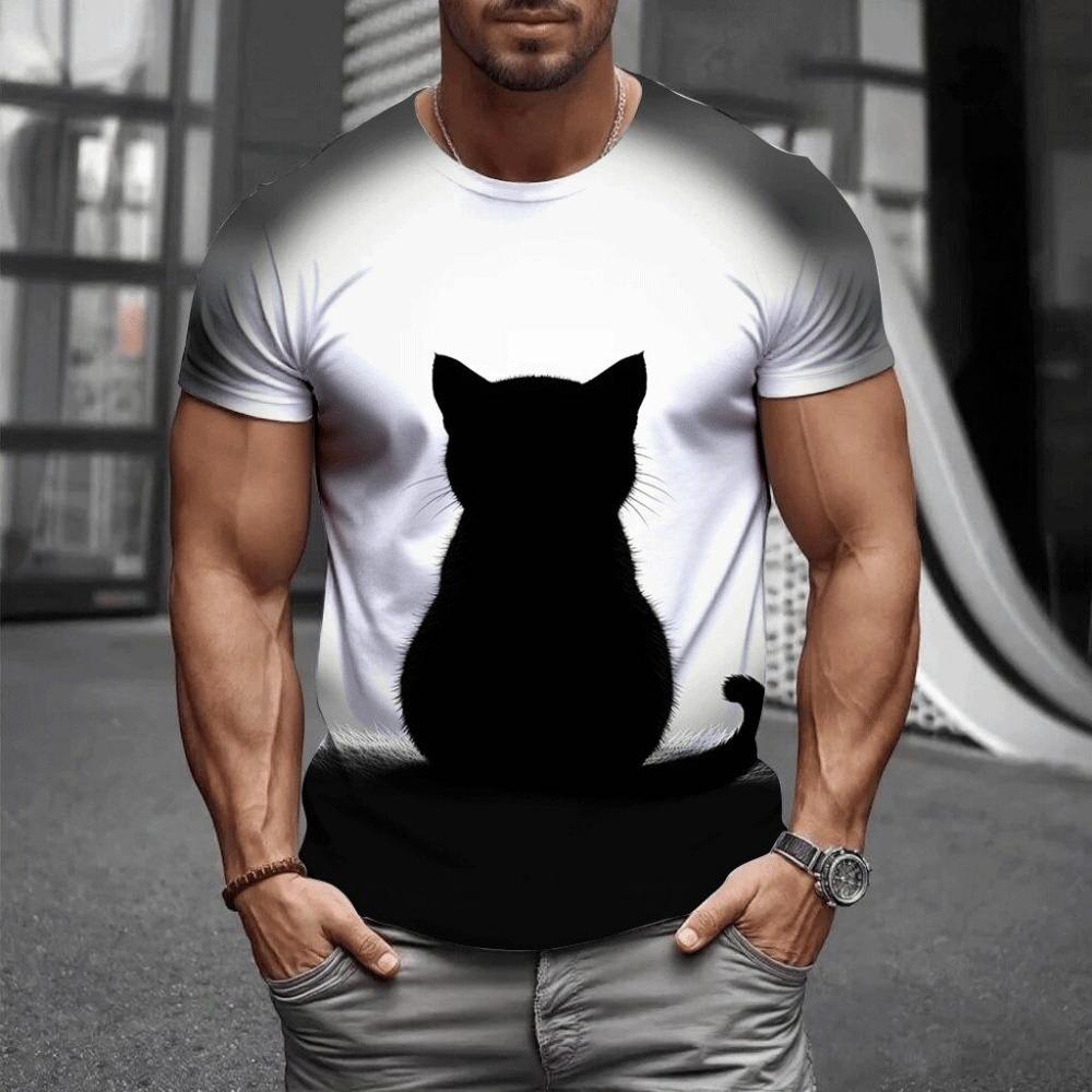 Men's casual short sleeved T-shirt with animal pattern, suitable for wearing all seasons
